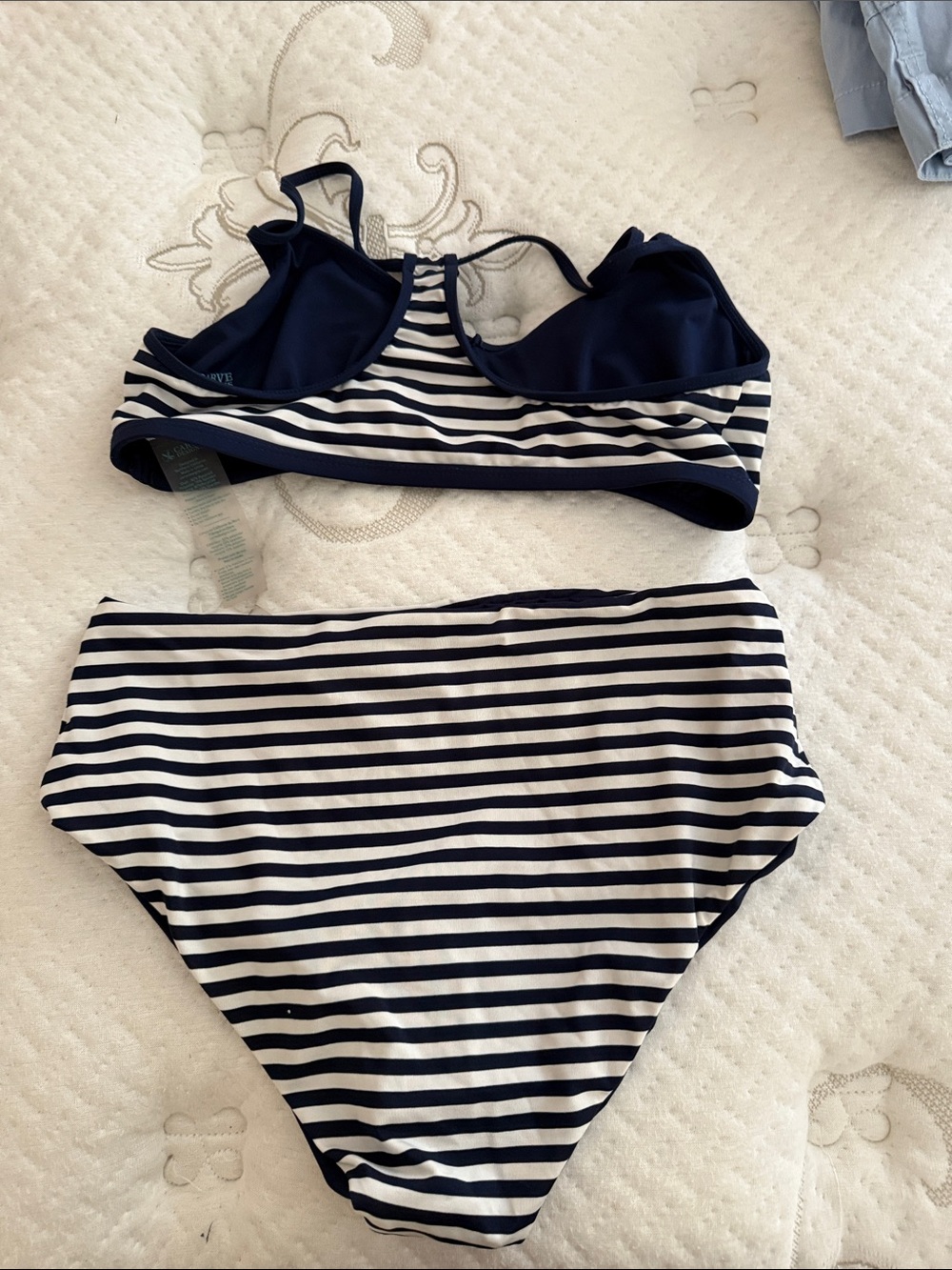 Carve Designs Navy and White Striped Bikini Set - Picture 2 of 2